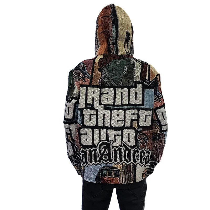 Jacquard Woven Hoodie Custom Tapestry hooded sweatshirt Mens custom tapestri sweatshirt Thick heavy Hoodie Custom Tapestri shirt