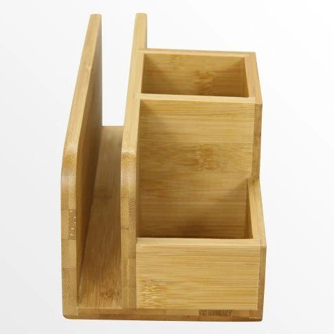 Bamboo office supplies organizer box wooden storage trays for pen, pencil, small tools