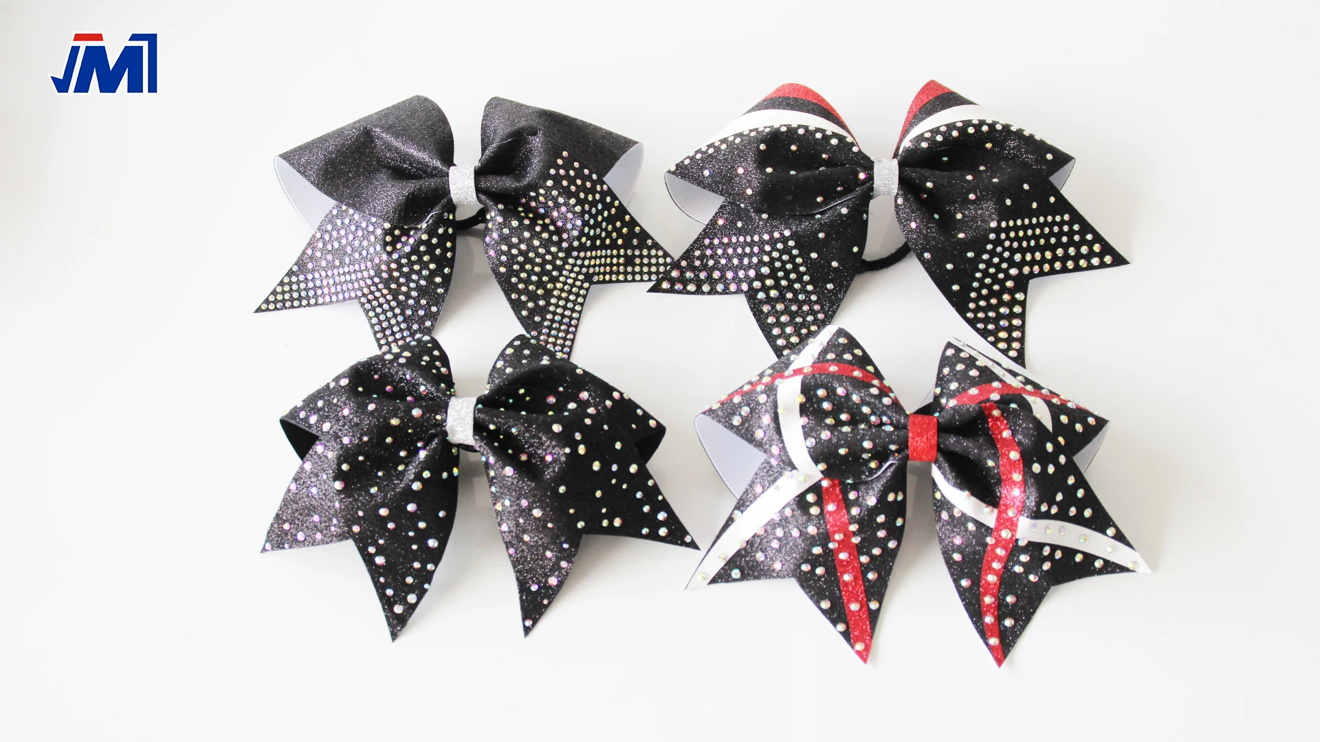 Classic Red And Black Glitter Cheer Bow With Custom Design For School Girls