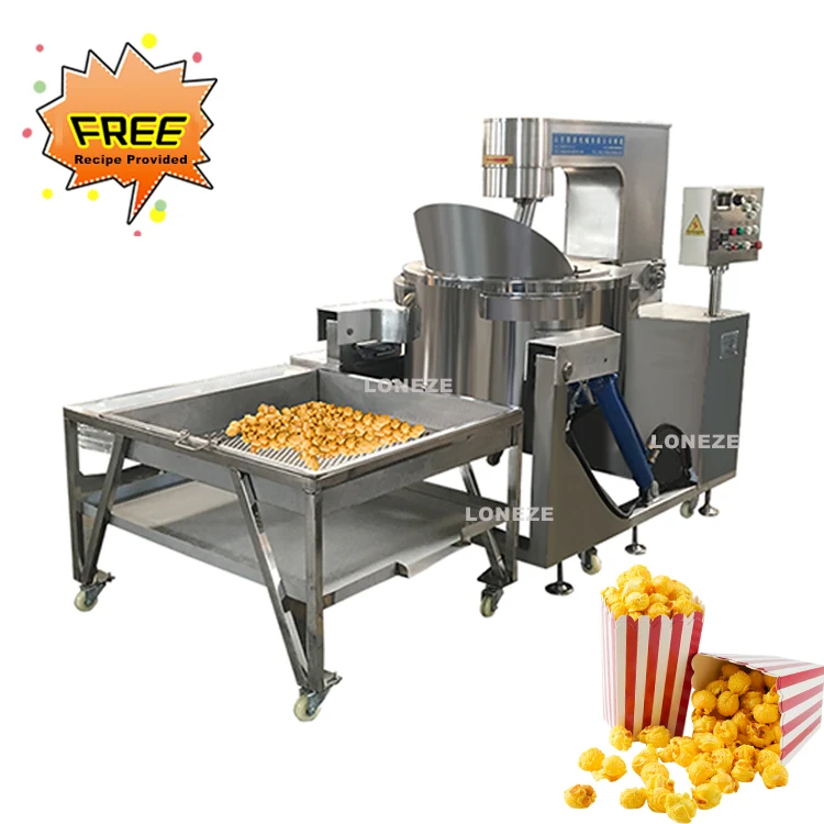 Big Capacity Industrial Automatic Commercial Stainless Steel Caramel Mushroom Kettle Corn Popcorn Machine