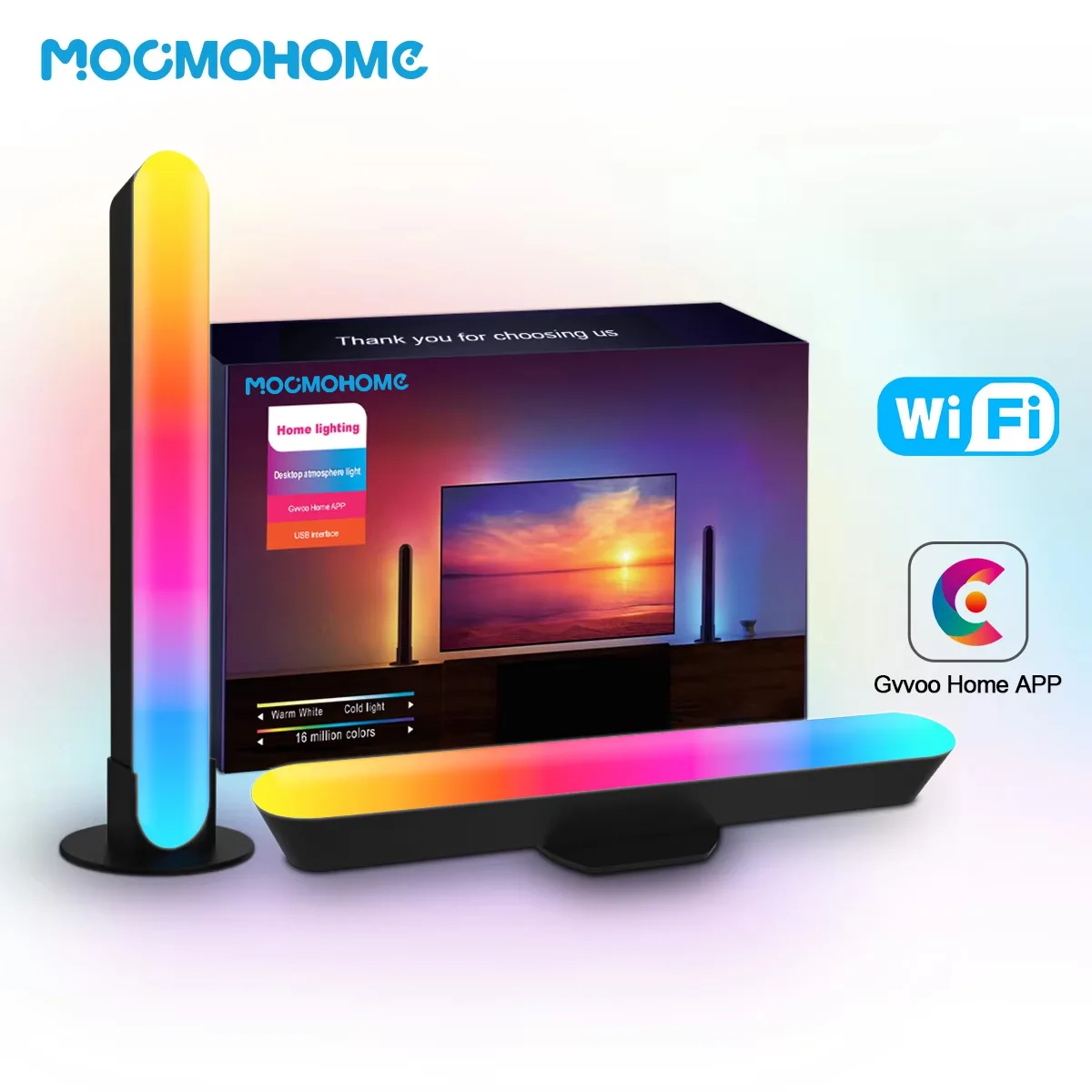 Умная настольная лампа RGB, светильник для спальни с изменением цвета, с управлением через приложение, настенная Светодиодная лампа