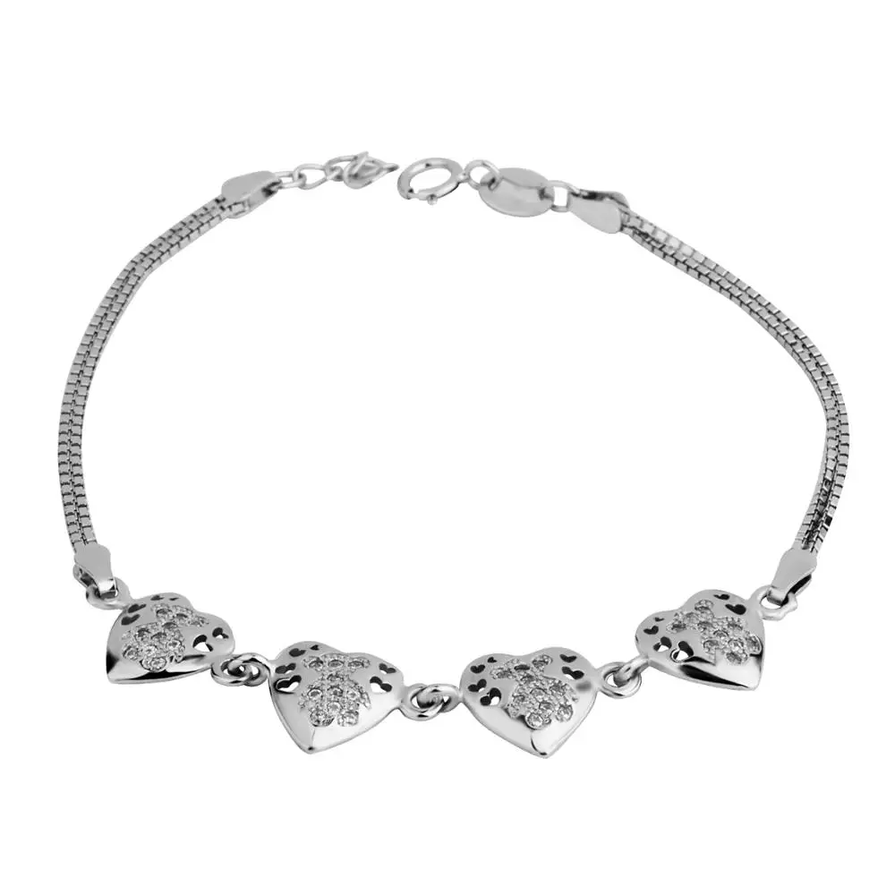 Wholesale Jewellery 100% 925 Sterling Silver Simple Heart Stick Chain Bracelet For Women Fashion Charm Custom Gold Party Gift Je