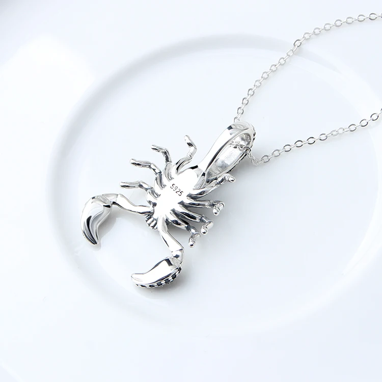 925 sterling silver zircon diamond scorpion pendant necklace
