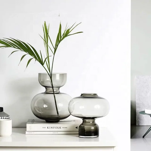 handblown green cheap colored glass vases for home decoration