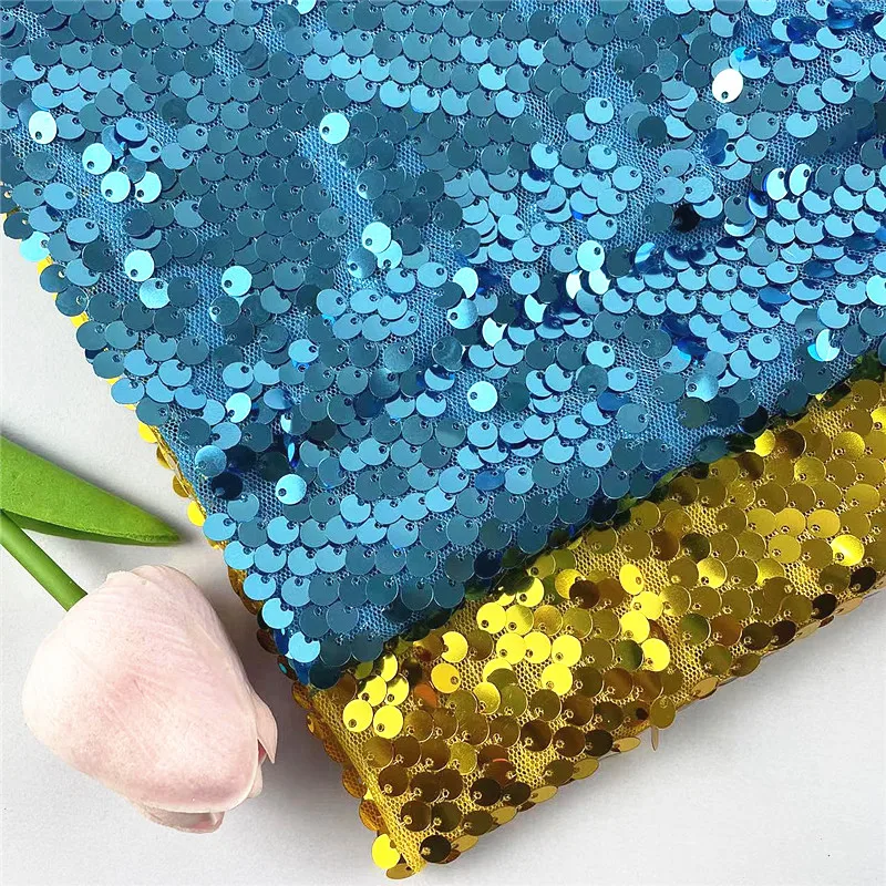 2022 new 6 mm  sequins embroidery stage clothing Tie dye High mesh ground tulle 130 cm width fabric