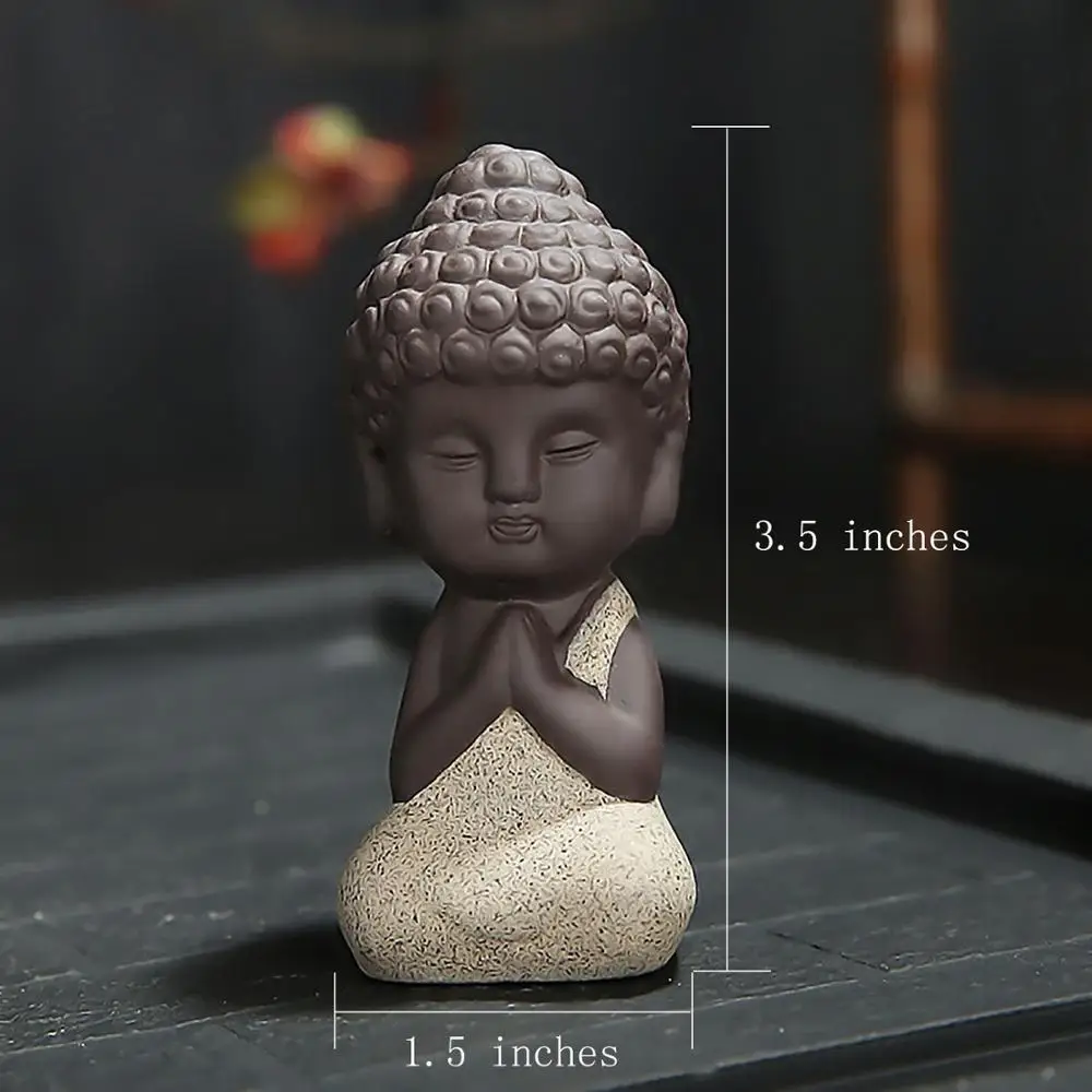
Set of 4 Ceramic Cute monks Ornament Small Buddha Statues 
