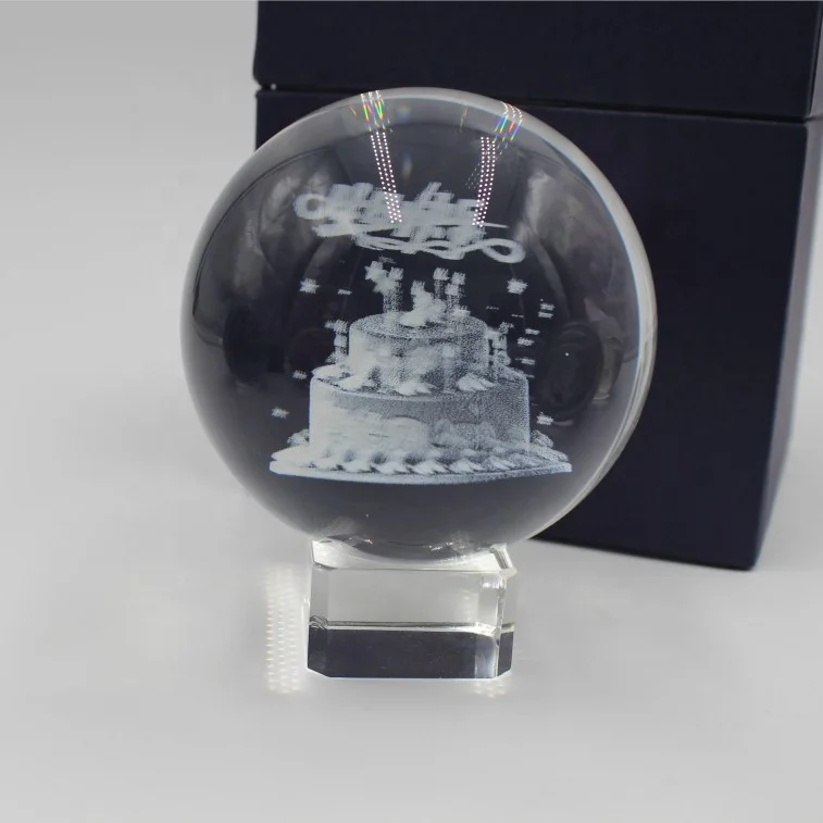 3d laser etched 50mm 80mm 100 mm engraved printing k9 sphere laser crystal  ball for crystal gift