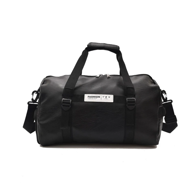 custom weekend multifunctional black smell proof men leather travel bag duffle