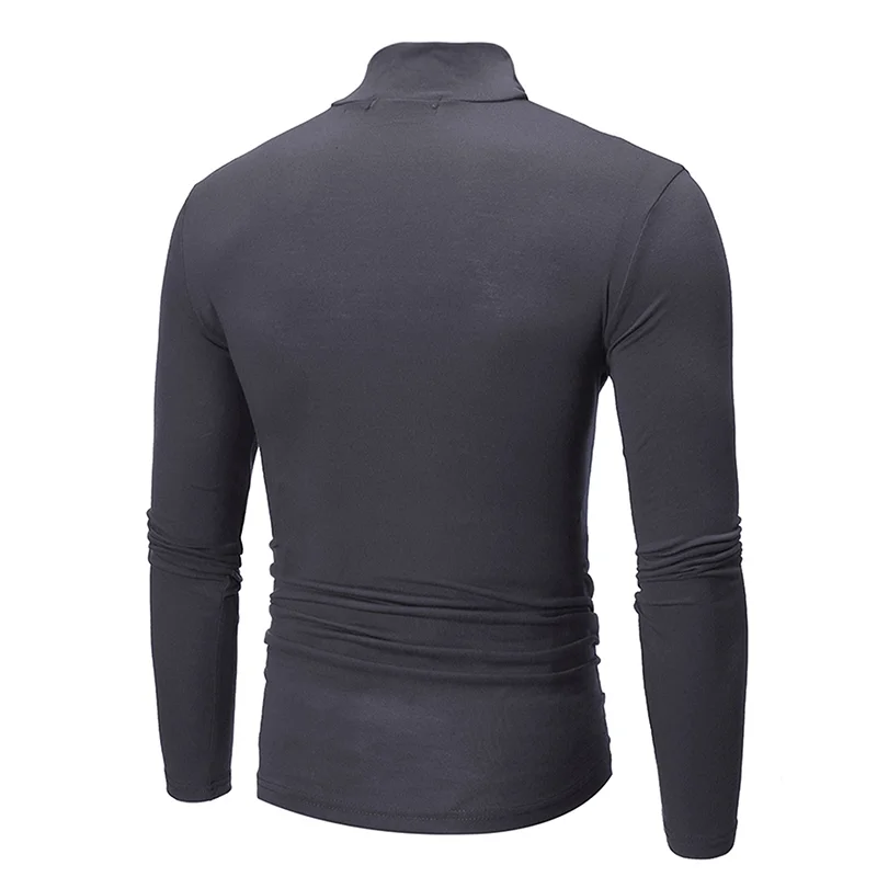 Half High Collar Thermal Underwear Men Mock Neck Basic Plain Pullover Long Sleeve T-shirt For Men