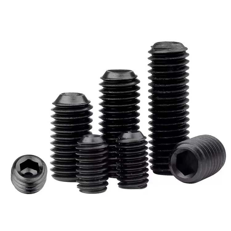DIN916 12.9 Grade Alloy Steel Black Oxide Finish Hex Concave Point Grub Screws Hexagon Socket Set ScrewM3M4M5M6M8