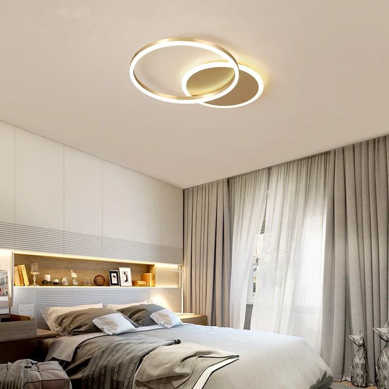 Simig lighting modern luxury cozy gold 3 ring acrylic living room ceiling chandelier