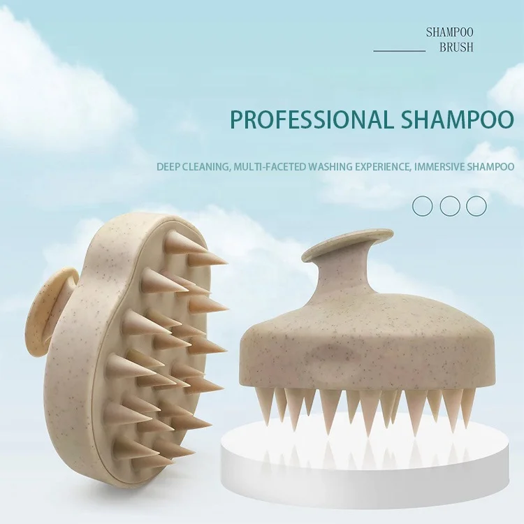 Professional Silicone Shampoo Brush household Wheat Straw Hair Scalp Massager Shampoo Hair Brush For Hair Growth