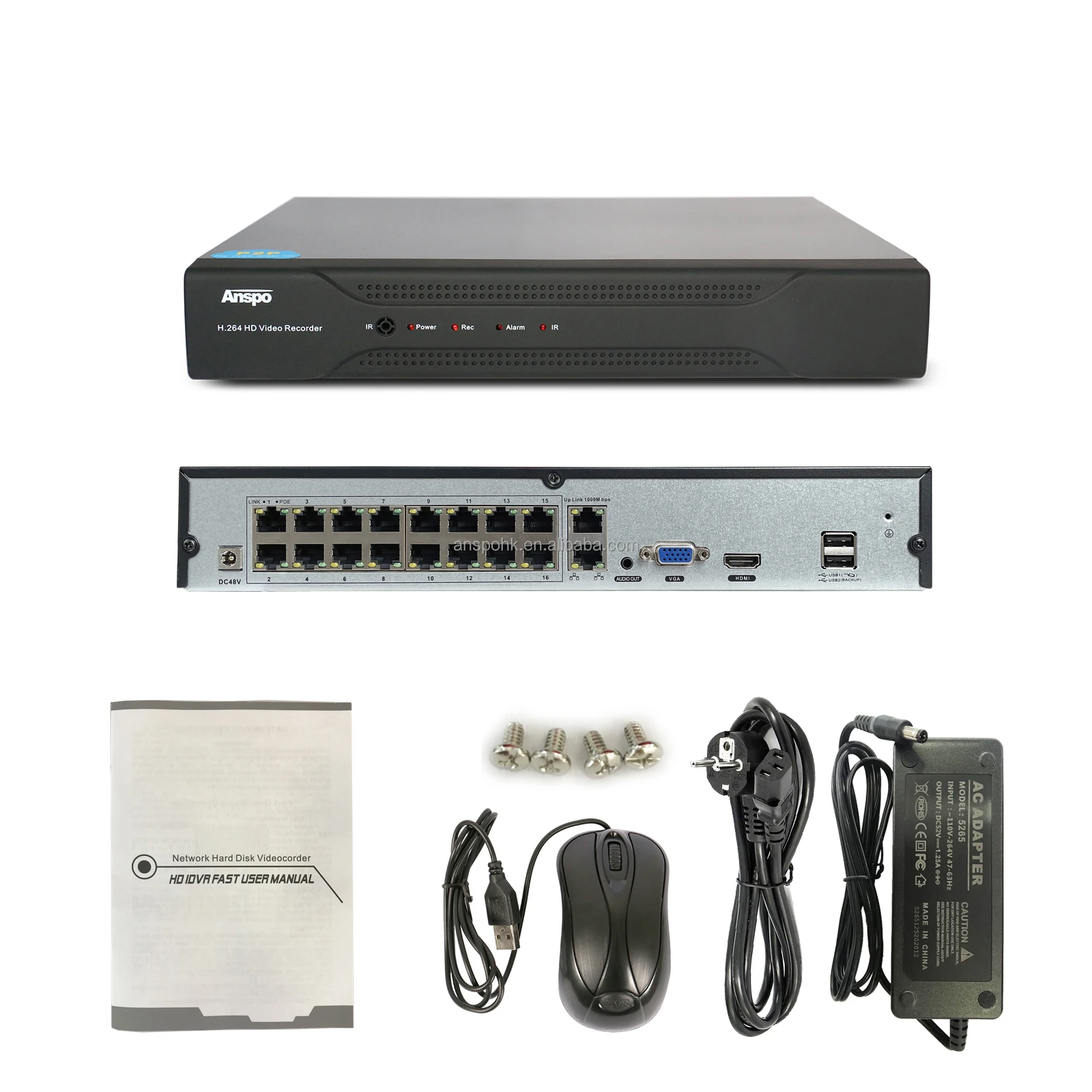 Anspo Security 5MP 4K 16 CH POE  H.265 NVR  Network Video Recorder XMeye P2P CCTV camera POE NVR plug and play