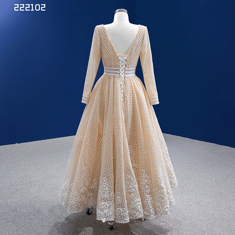 Jancember Rsm222102 New Arrivals Full Sleeve Simple Short Embroidery Fashion Elegant Evening Dresses