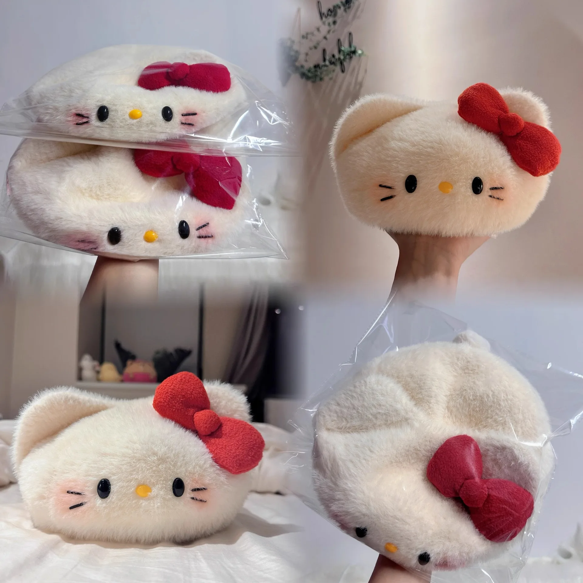 Botu new Christmas gifts cute kitty plush hat kawaii anime cartoon kitty sweet Autumn Winter Warm Soft Girl gifts Plush Bonnet