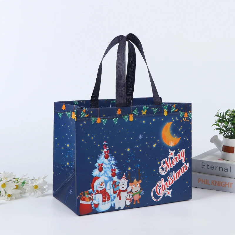 Christmas gift bag PP laminated full color printing non woven custom bag non woven tote bag