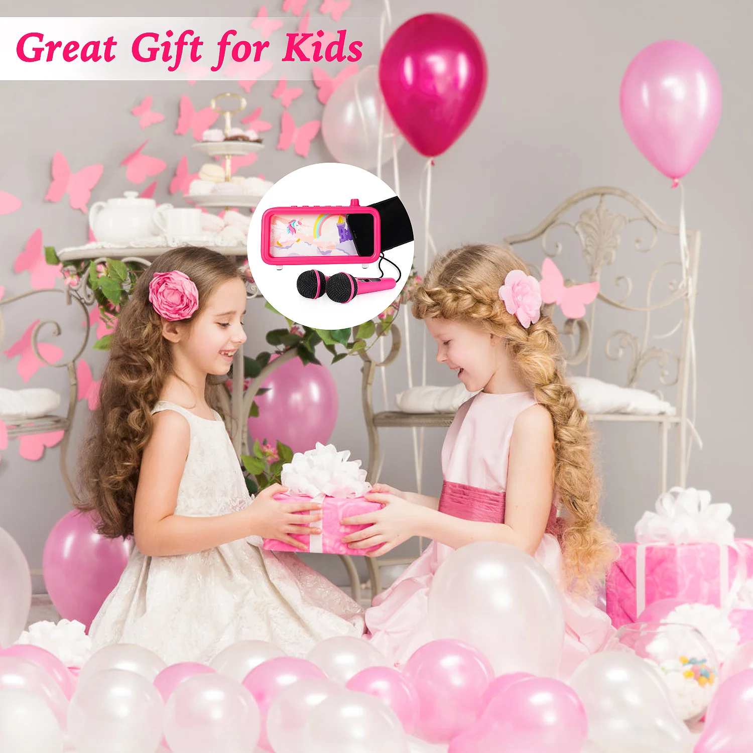 Oem караоке Набор аккумуляторная КТВ дети пение караоке двойные микрофоны беспроводной портативный синий зуб Игрушки Музыкальные инструменты