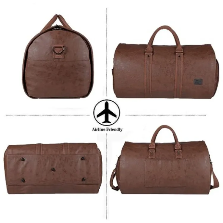 Wholesale Outdoor PU Leather Luggage Travel Bag Business Suit Men Duffel Travelling