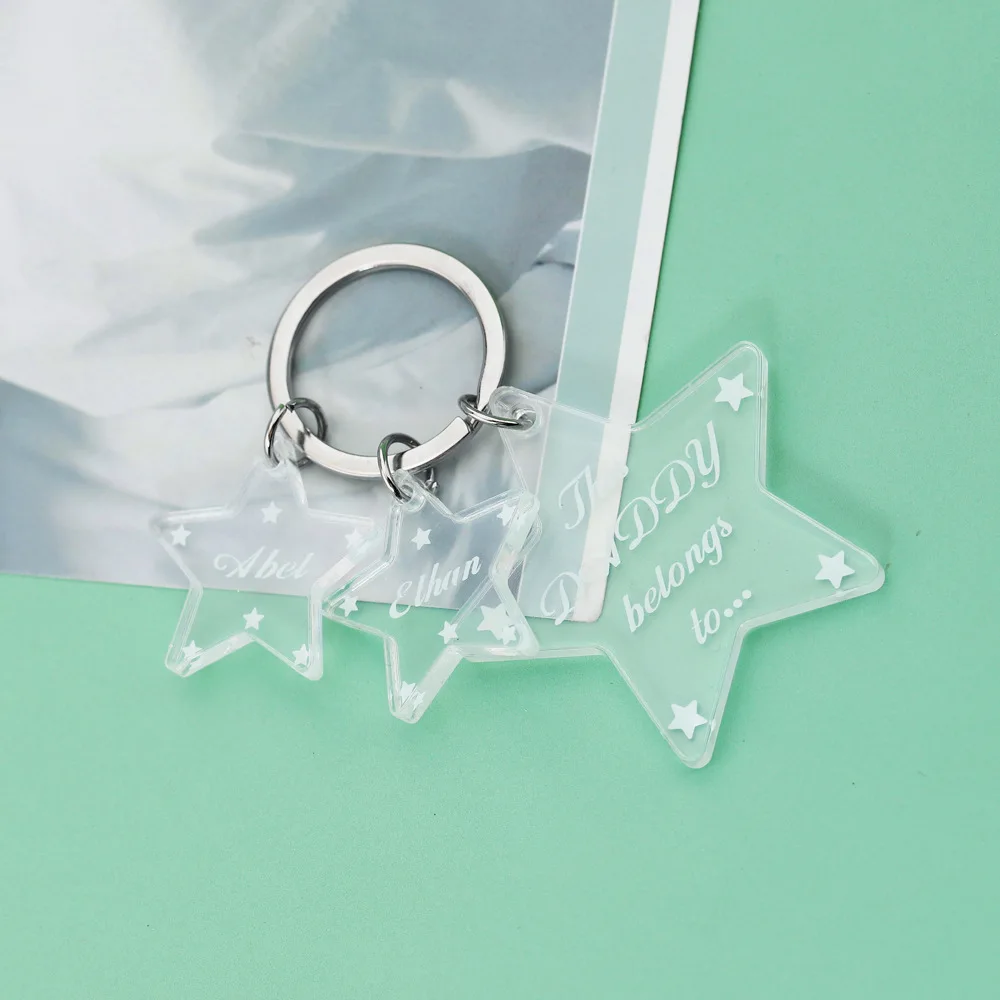 Customized Acrylic Keychain with Transparent Star Pendant and Name