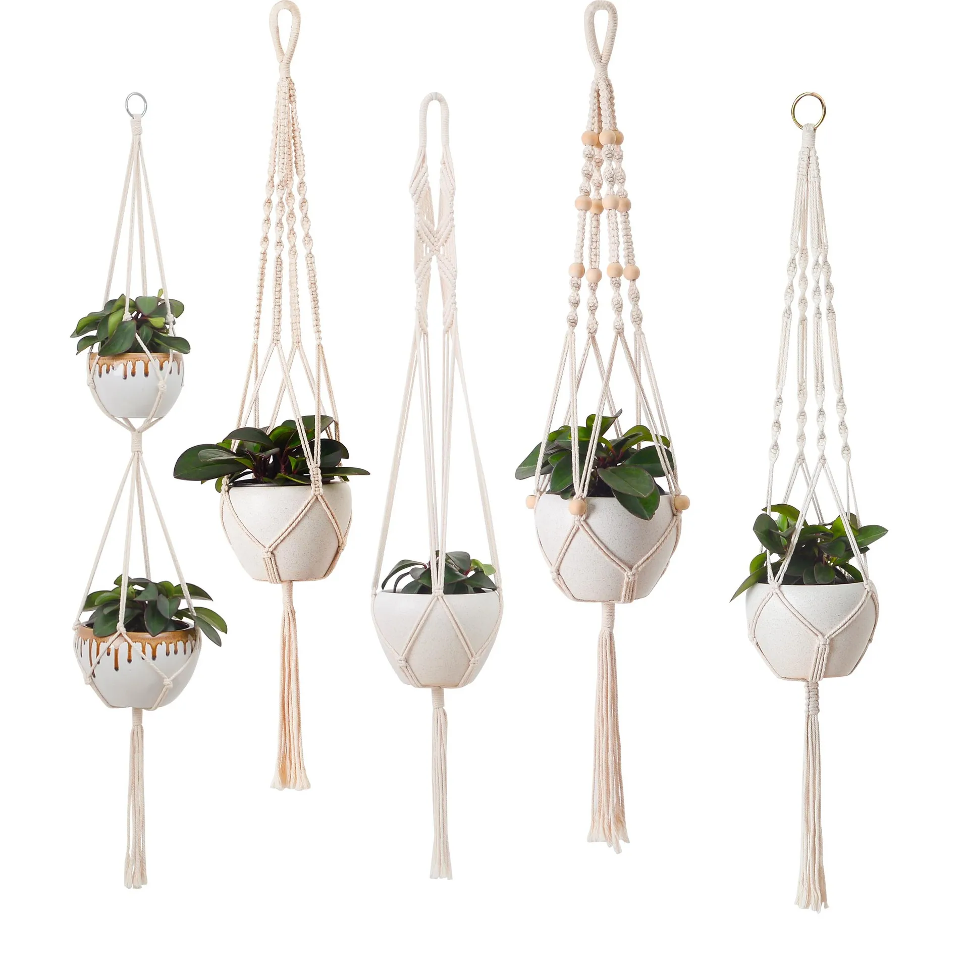 Handmade Cotton Woven Indoor Hanging Wall Planter Decorative Flower Pot Holder Boho Macrame Plant Hangers Home Decoration