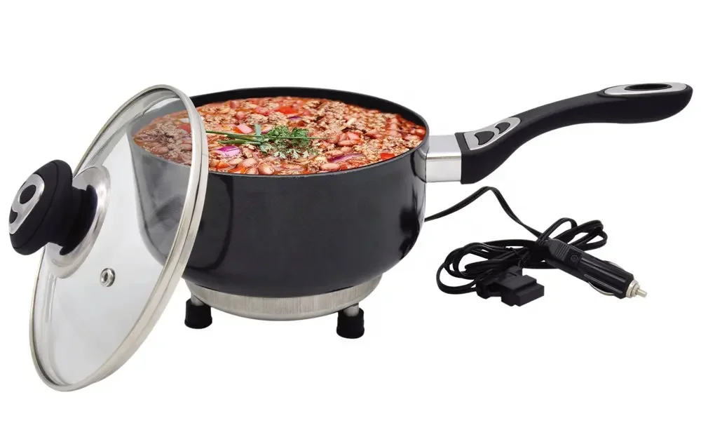 Portable 12V/24V Aluminum Electric Car Saucepan: Versatile Cooking Pot for 12-Volt Applications