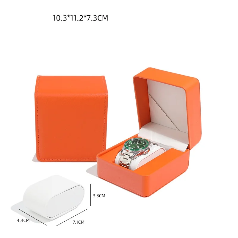 PU Leather Rectangle Watch Roll Luxurious Storage Display Case with Black Logo Packaging for Watch Storage and Display