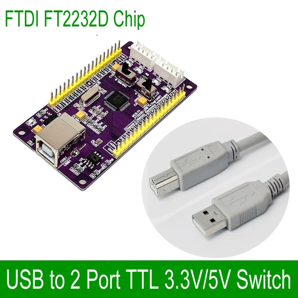 FTDI FT2232 USB to 2 Port UART Two Way TTL Converter PCB Module Board