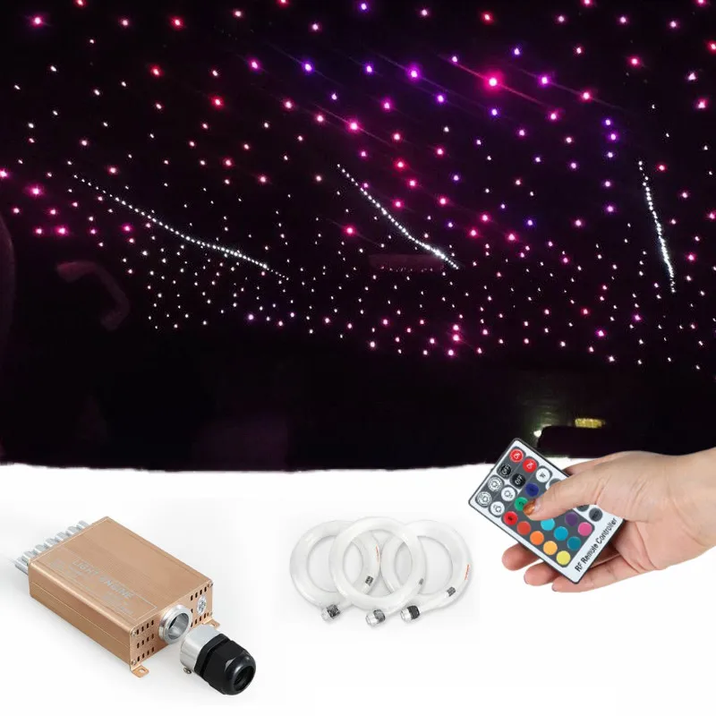 twinkle Starry sky and Meteor fiber optical light source 16W RGBW fiber optic lights colorful remote control for car decoration
