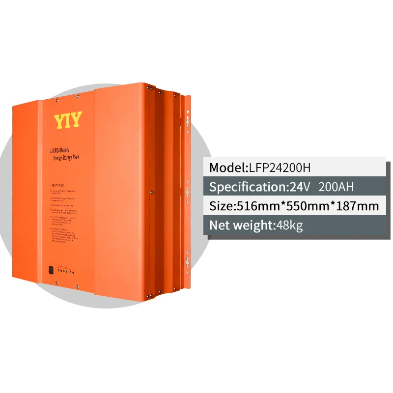 Rechargeable Energy Storage Solar System 24v 200Ah 5.12KWH capacity Lifepo4 Lithium Ion Battery For  House Supply Roof Use