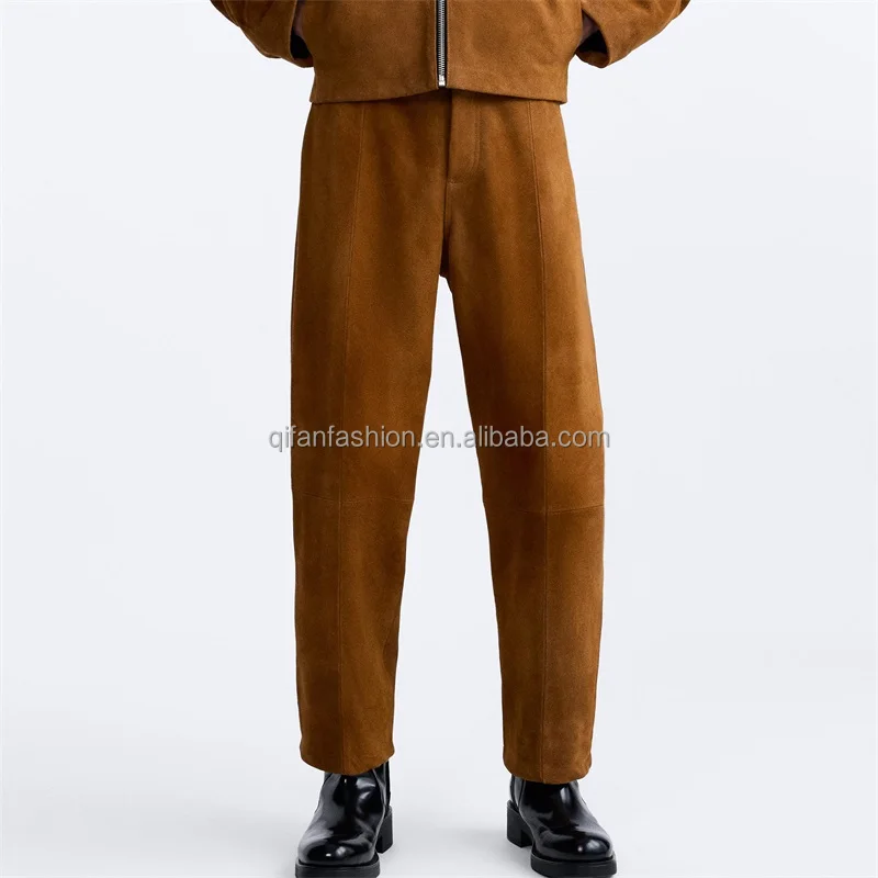 Custom suede bottom trousers soft shell leather pants for men
