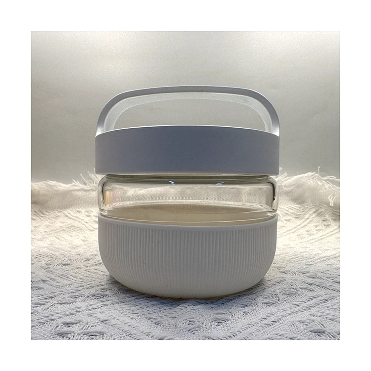 Factory Price Kitchen Empty Round Hermetic Glass Storage Jar With Handle