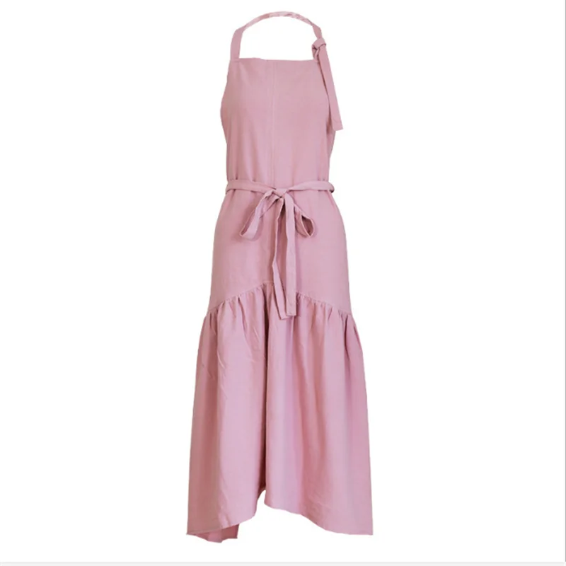 ShangMeiYuan factory beauty stylish kitchen cooking aprons cotton linen salon apron with skirt for woman