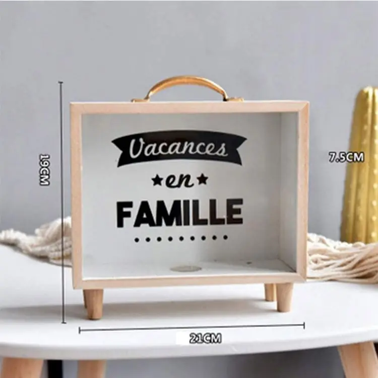 High quality log color desktop with shadow box frame bedroom porch nordic wood piggy bank