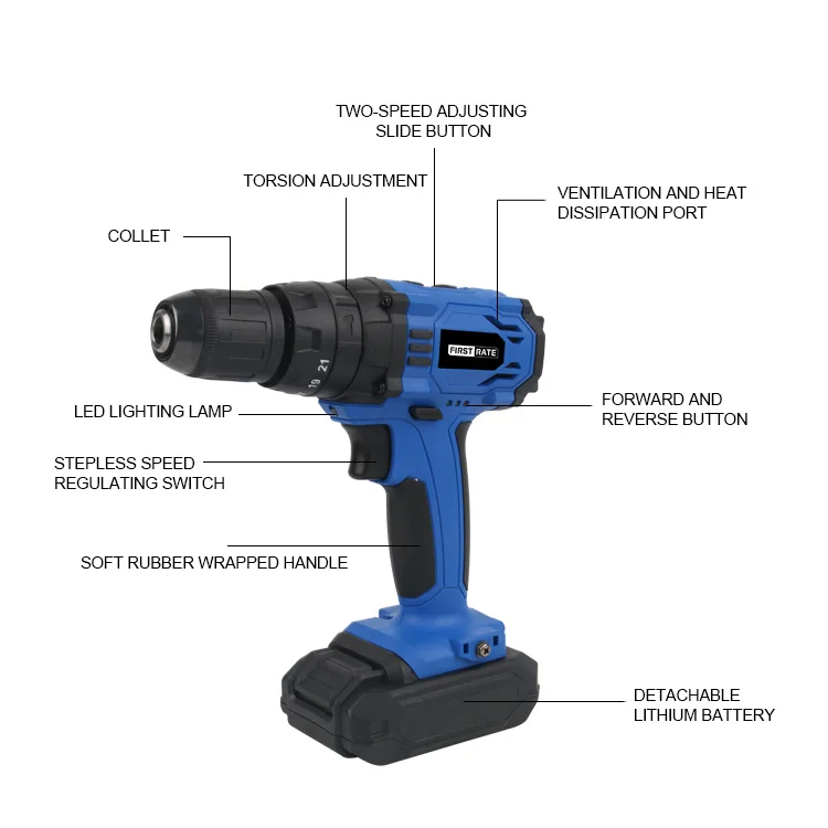 25+11 Torque settings Power Tool Combo Kits with 18V Cordless Drill Tool Kits for Professional Garden Office Home Repair