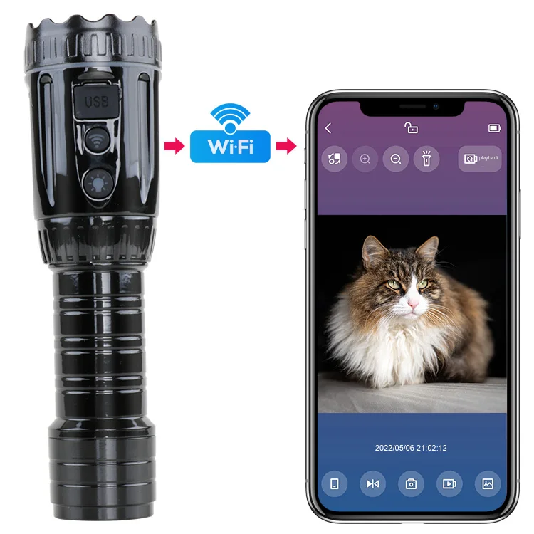 Portable  Recorder Camera Outdoor Rechargeable Pocket Flash Light WIFI Smart Flashlight Audio Recorder