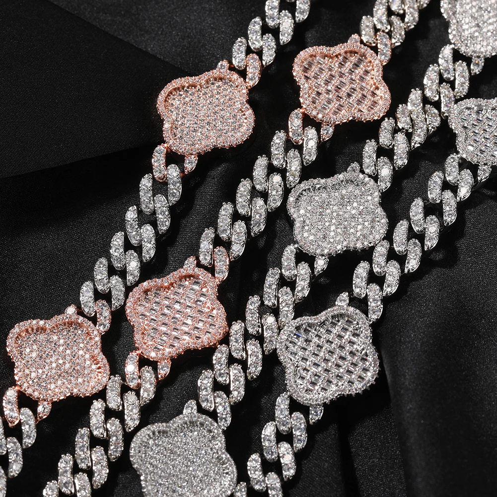 Classic Lucky Four Leaf Clover 9mm Miami Cuban Link Chain Bracelet Hip Hop Anklet Women Men Jewelry