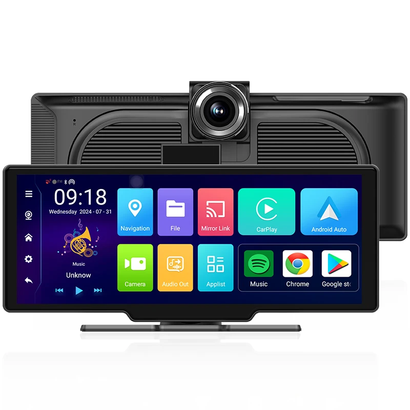 Maustor Portable 10.26 inch Wireless Carplay Android 10.0 4+64G Universal Car Smart Screen With 3G/4G Sim Card TF Card Wifi BT