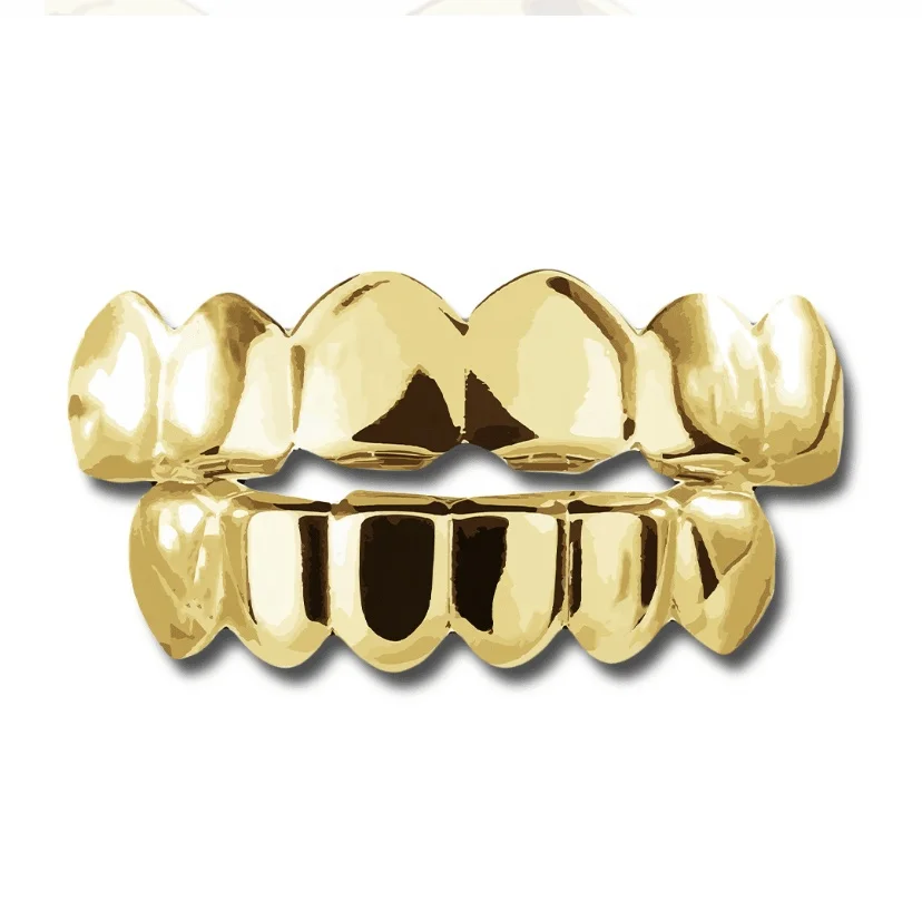 Топ и низ зуб Grillz стоматологический Хэллоуин косплей Зубы вампира хип-хоп золотые зубы