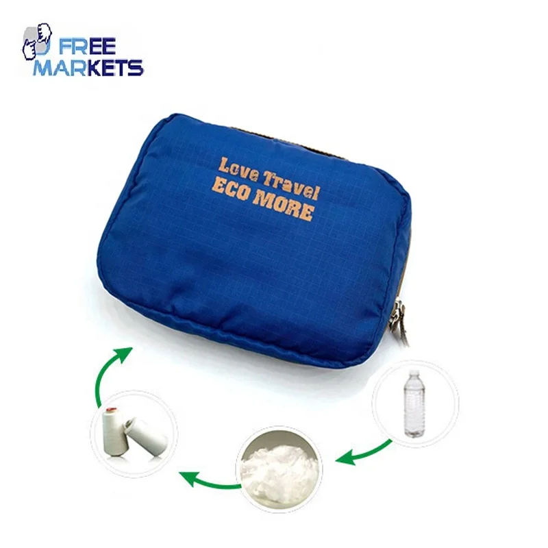 Eco Friendly Material Recycled PET Rpet Travel Toiletry Bag Sustainable RPET Fabric Mens Wash Bag