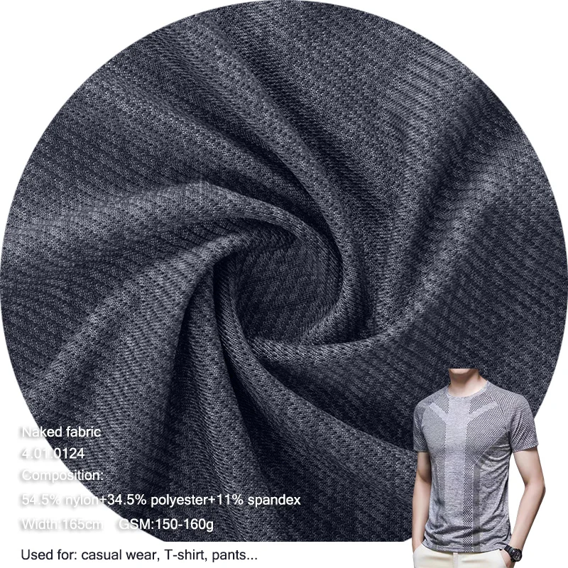 54.5% Nylon 34.5% Polyester 11% Spandex Moisture Wicking Yoga Twill Yoga Cool Sports Fabric For Tops