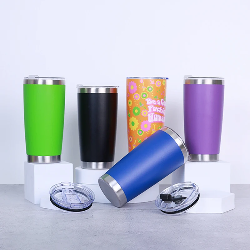 Top Seller 20oz Powder Coated Double Wall Water Thermo Mug Drinkware Vacuum Insulated Stainless Steel Tumbler with Straw Lid