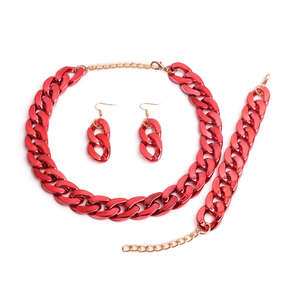 Colorful bright bracelet earrings necklace set temperament woman personality jewelry
