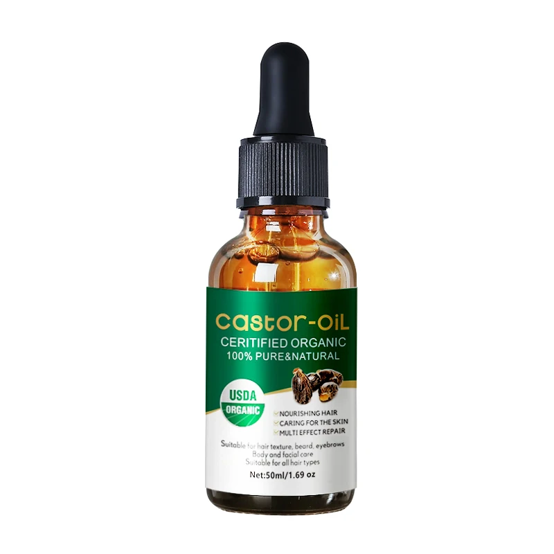 Private brand natural organic castor seed oil scalp split ends hair strengthening nourishing conditioning hair oil 50ml
