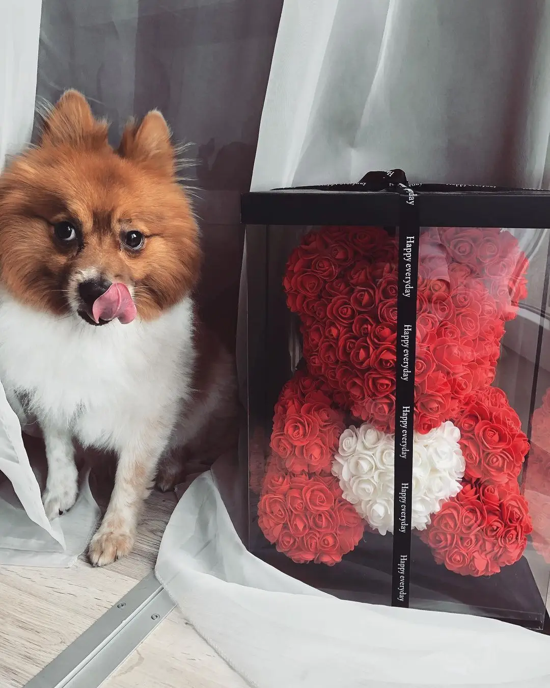 2022 Customized Romantic teddy bear valentine rose Teddy Bear Gift Birthday Present Christmas Wedding Artificial Flowers