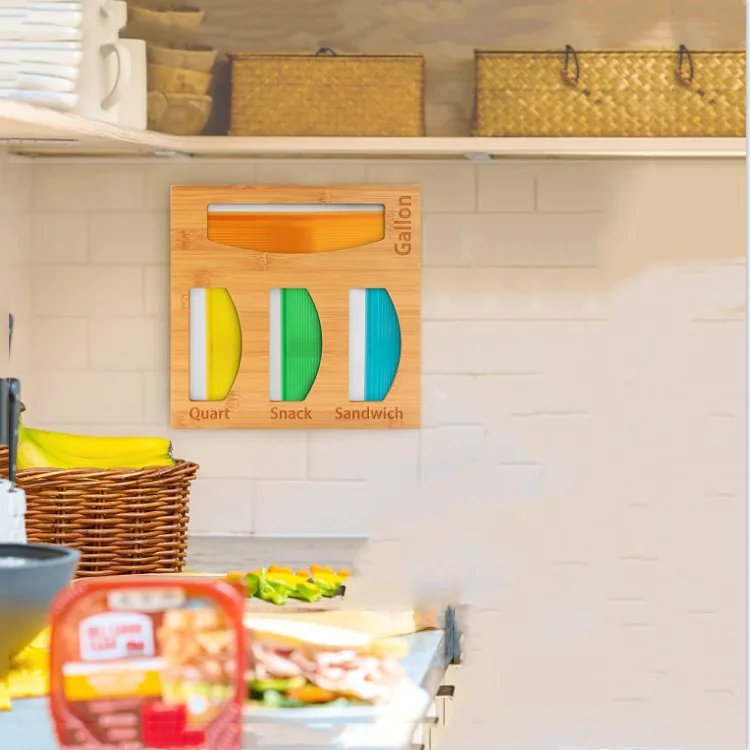 High quality  laser engraved letters hand fine polished durable bamboo ziplock bag storage organizer