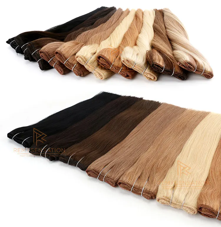 Double Drawn Clip in Hair Extension 100% Human Hair, Invisible PU Clips in