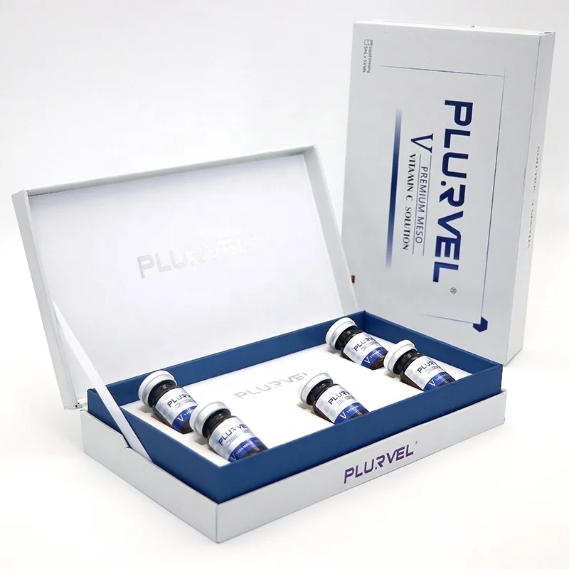 Hot Sale Wholesale Plurvel Organic Solution Peptide Skin Care Vc Hyaluronic Acid Anti Aging Vitamin C Solution Whitening Ampoule