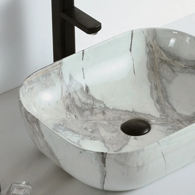 Bathroom sinks ceramic grey stone grain above counter wash basin lavatory art basin