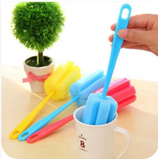 Durable Sponge Household Long handle Baby Milk Bottle Brush Cleaning Cup Brush Kitchen Cleaning Brush