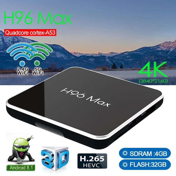 
H96 Max TV Box Android 8.1 S905X2 Quad Core 2+16GB/4+32GB/4+64GB Support WiFi /4K Smart Set Top Box 